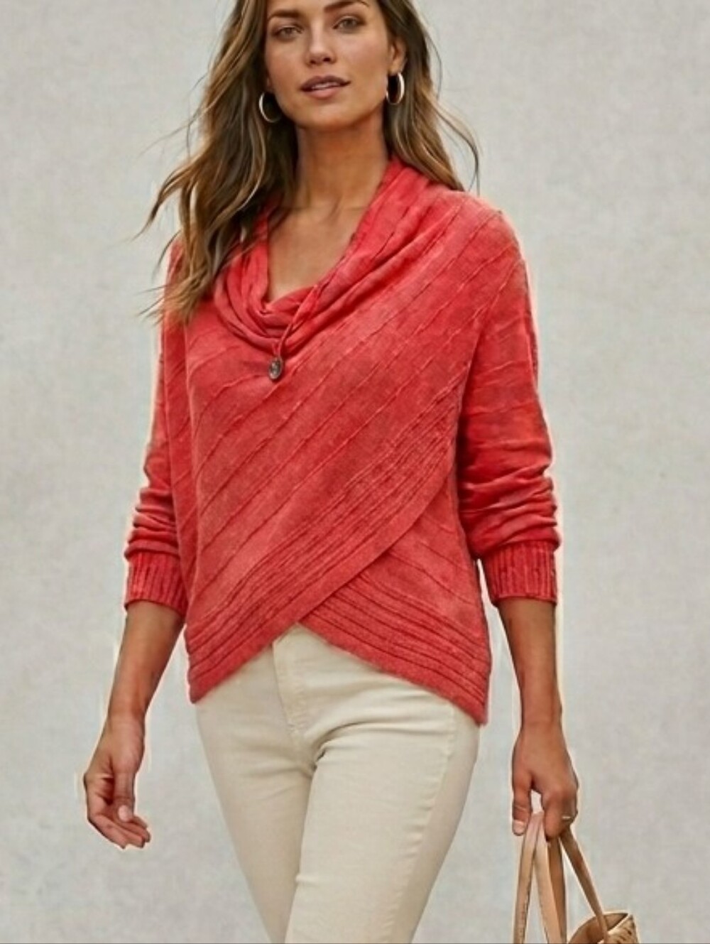 INC International Concepts Pointelle Knit Tulip Hem Sweater M